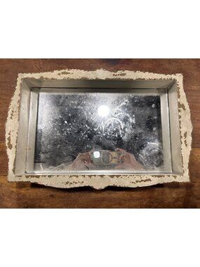 Rustic Concepts Distressed Metal Tray With Mirror Bottom - Shabby Chic Style